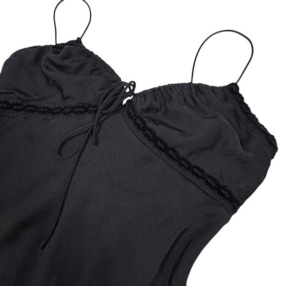 Princess PollyEmily Maxi Slip Dress SZ 8 Black Satin Gothic Whimsigoth Party - Picture 10 of 16